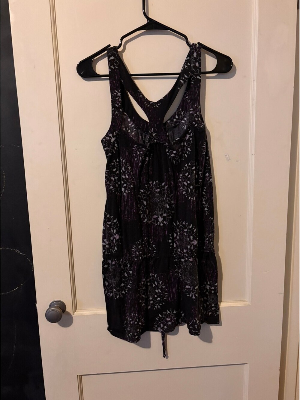 Degree Women's XL Black and Purple Floral Racerback Tank